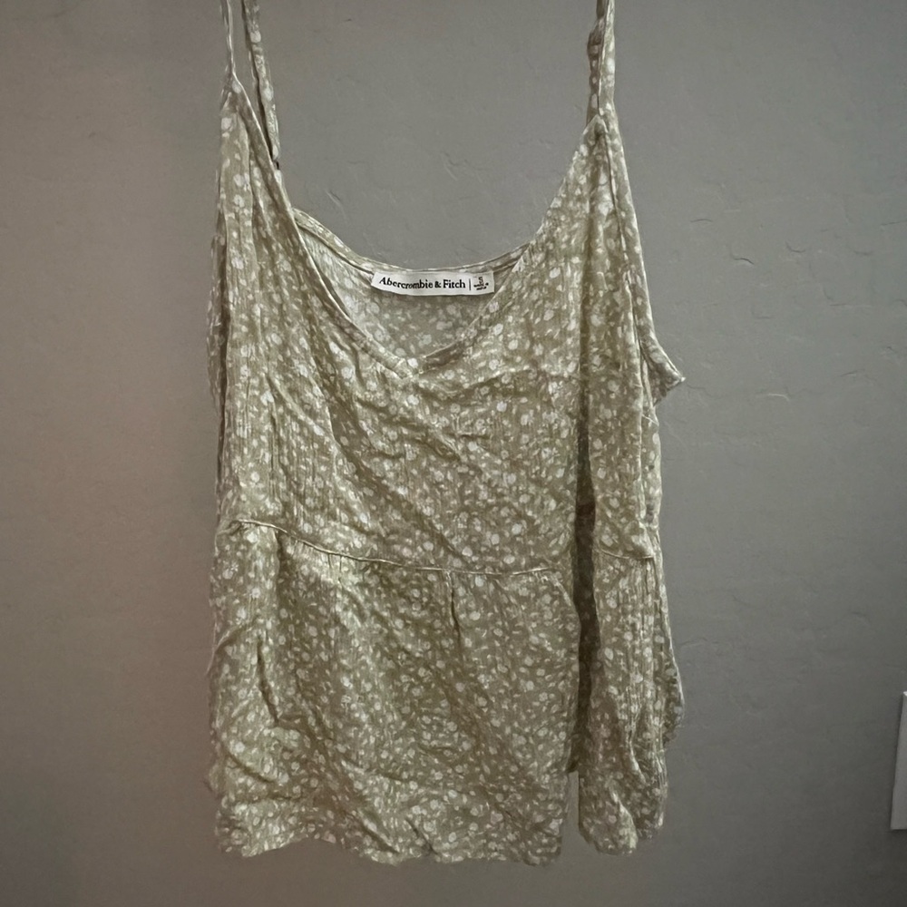 Green and White Floral Tank top